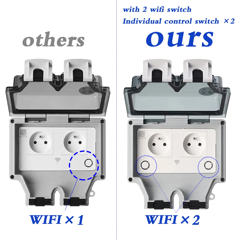 Outdoor Power Inlet Box - EU FR smart Tuya wodoodporne gniazdko